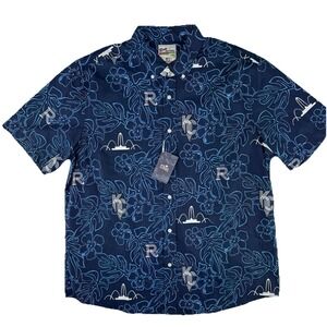 Reyn Spooner Kansas City Royals Hawaiian Button Up Shirt Mens XL Blue